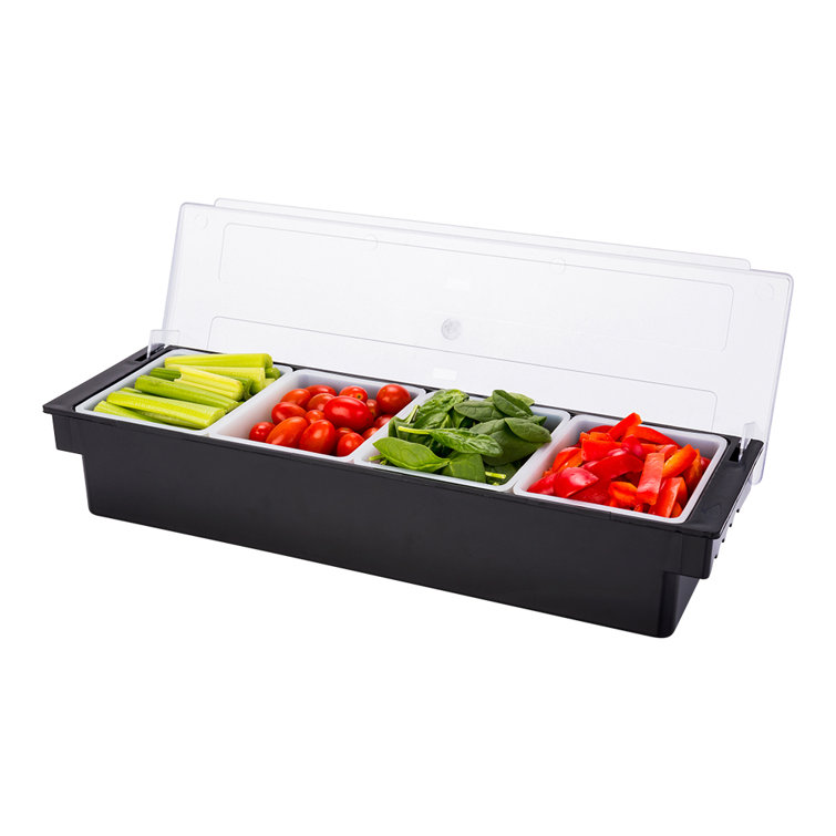 Prep & Savour Bar Lux Black Plastic Condiment Caddy 4 Compartments